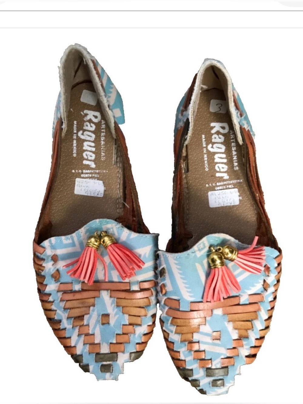 ARTESANIAS RAGUER Mexico Woven LEATHER SHOES 5 / 6